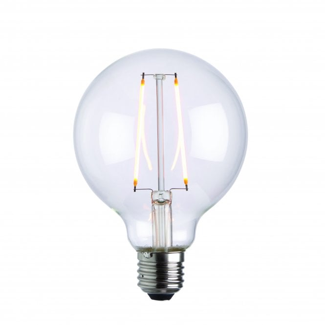 Filament Globe Bulb LED E27 | 2W Clear Glass & Chrome