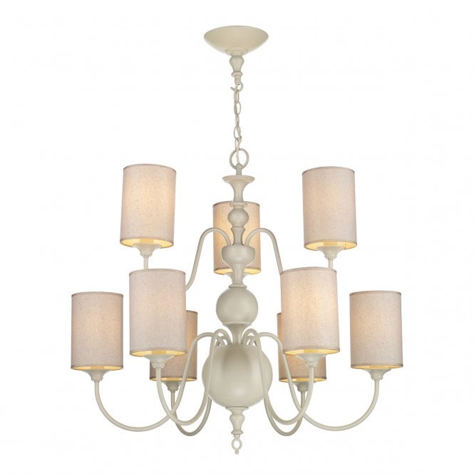 FLEMISH 9 Light Pendant Cream with Shades