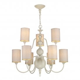 FLEMISH 9 Light Pendant Cream with Shades