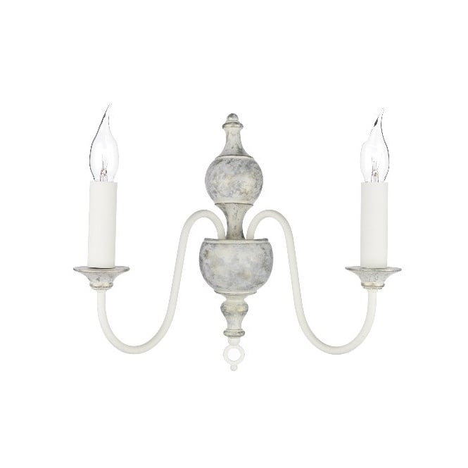 FLEMISH Romantic Stone Grey Gold Twin Wall Light