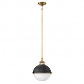 FLETCHER 2 Light Pendant in Steel, Etched Opal Glass