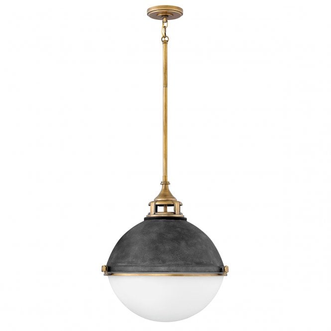 FLETCHER 3 Light Pendant in Steel, Etched Opal Glass