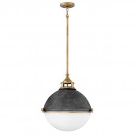 FLETCHER 3 Light Pendant in Steel, Etched Opal Glass