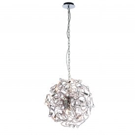 GABRIELLA 16 Pendant Light | Chrome Effect Plate & Clear Crystal (K9) Glass