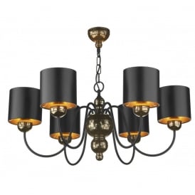 GARBO 6 Light Ceiling Pendant Polished Bronze / Black Shades