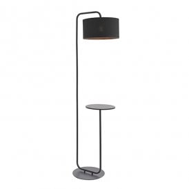 GLORY Black Floor Light With Table And Black Shade
