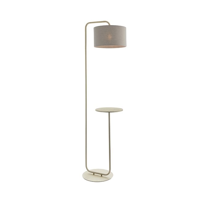 GLORY Champagne Painted Floor Light With Table And Grey Shade