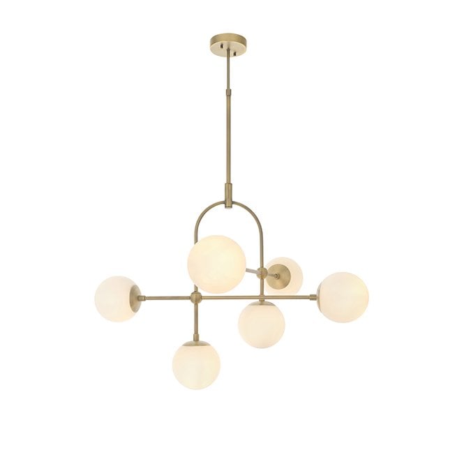 GRACE Matt Antique Brass Semi-Flush With Opal Glass And Adjustable Stem
