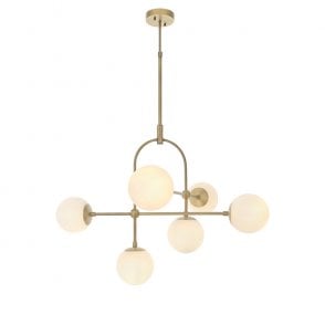 GRACE Matt Antique Brass Semi-Flush With Opal Glass And Adjustable Stem