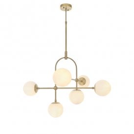GRACE Matt Antique Brass Semi-Flush With Opal Glass And Adjustable Stem