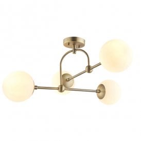 GRACE Matt Antique Brass Semi-Flush With Opal Glass