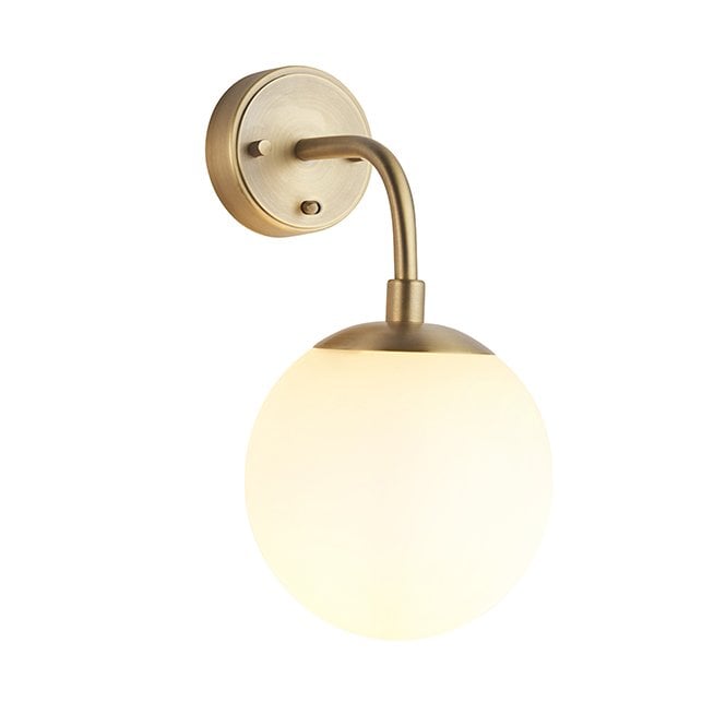 GRACE Matt Antique Brass Wall Light With Opal Glass