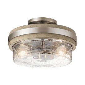 GRAND Bank 2 Light Semi-Flush Mount in Distressed Antique Grey