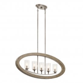 GRAND Bank 5 Light Chandelier in Distressed Antique Grey