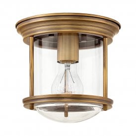 HADRIAN 1 Light Flush Mount in Clear Glass in Brushed Bronze IP44 Bathroom Safe