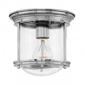 HADRIAN 1 Light Flush Mount in Clear Glass in Chrome IP44 Bathroom Safe