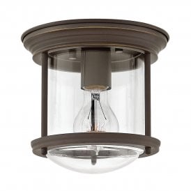 HADRIAN 1 Light Flush Mount in Clear Glass in Oil Rubbed Bronze IP44 Bathroom Safe