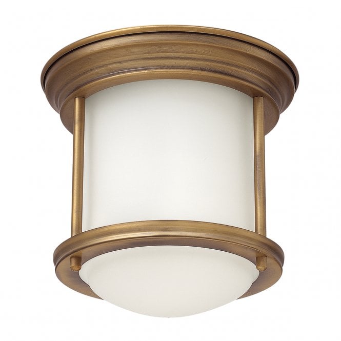 HADRIAN 1 Light Flush Mount in Opal Glass in Brushed Bronze IP44 Bathroom Safe