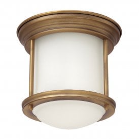 HADRIAN 1 Light Flush Mount in Opal Glass in Brushed Bronze IP44 Bathroom Safe