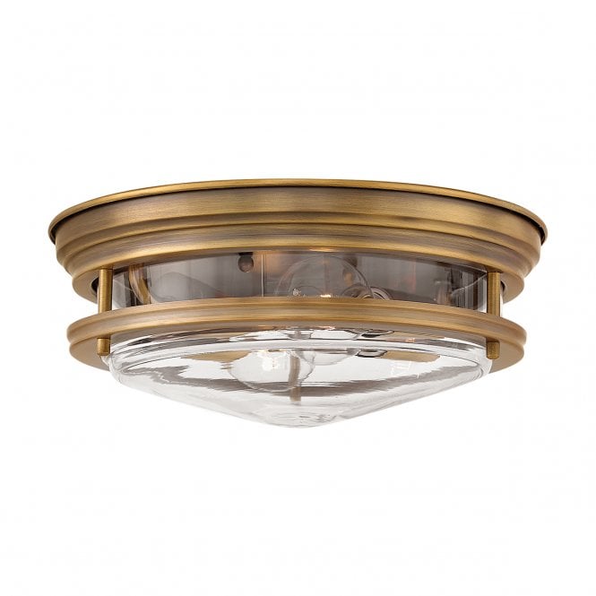 HADRIAN 2 Light Flush Mount in Clear Glass in Brushed Bronze IP44 Bathroom Safe