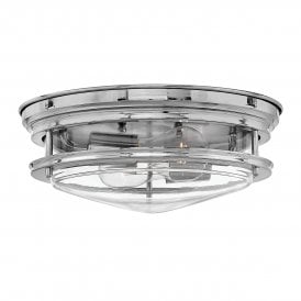 HADRIAN 2 Light Flush Mount in Clear Glass in Chrome IP44 Bathroom Safe