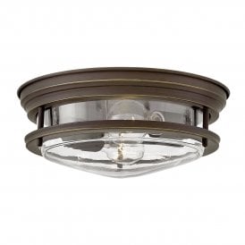 HADRIAN 2 Light Flush Mount in Clear Glass in Oil Rubbed Bronze IP44 Bathroom Safe