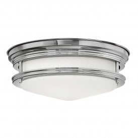 HADRIAN 2 Light Flush Mount in Opal Glass in Chrome IP44 Bathroom Safe