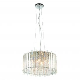 Hanna | Ceiling Pendant Light | Chrome Effect and Glass Crystal Cascades