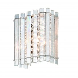 HANNA Wall Light | Clear Crystal Glass & Polished Chrome Effect Panels