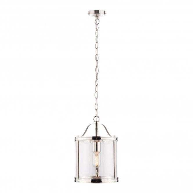 HARRINGTON Ceiling Pendant in Polished Nickel and Glass