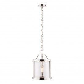HARRINGTON Ceiling Pendant in Polished Nickel and Glass