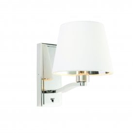 HARVEY Wall Light | Sparkling Nickel & Vintage White Faux Silk