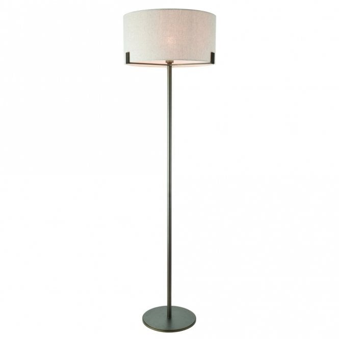 HAYFIELD Floor 60W Brushed Bronze Effect Plate & Natural Linen