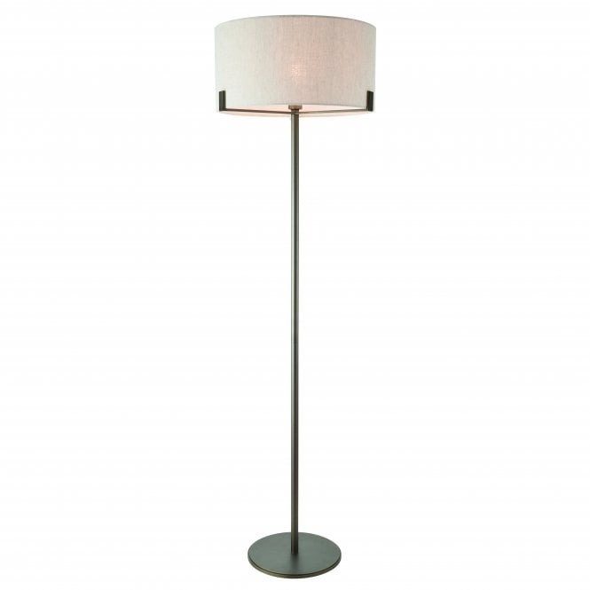 HAYFIELD Floor Lamp | Brushed Bronze Effect Plate & Natural Linen Shade