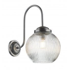 HENLEY Single Wall Light Reeded Glass & Satin Chrome