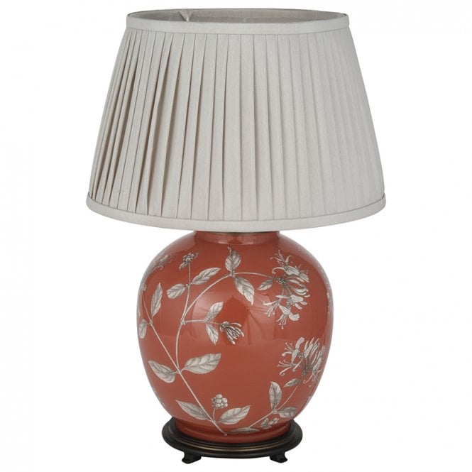 HONEYSUCKLE Large Glass Table Lamp | Cotton Knife Pleat Shade
