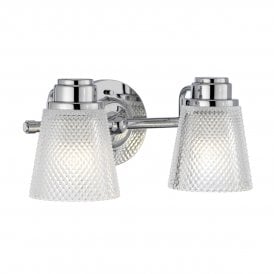 HUDSON 2 Light Wall Light in Polished Chrome IP44 Bathroom Safe