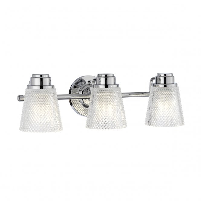 HUDSON 3 Light Wall Light in Polished Chrome IP44 Bathroom Safe
