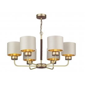 HUNTER 6 Light Pendant Replica Leather | Butter Brass Metalwork | Limestone Shades
