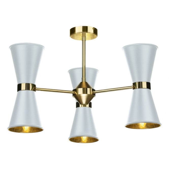 HYDE 6 Light Pendant Arctic White Metal Shade/Soft Butter Brass
