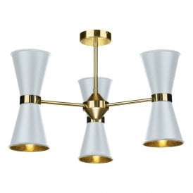 HYDE 6 Light Pendant Arctic White Metal Shade/Soft Butter Brass