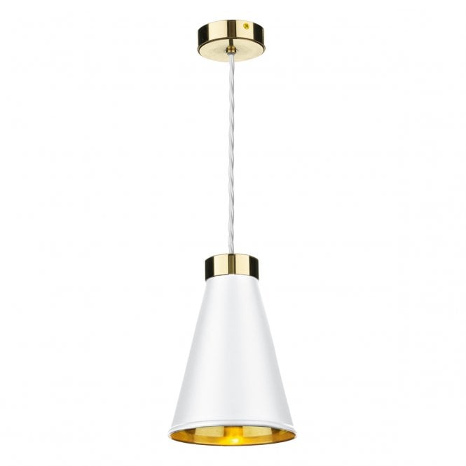 HYDE Ceiling Pendant Arctic White Metal Shade/Soft Butter Brass