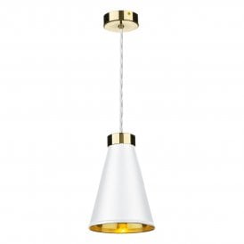 HYDE Ceiling Pendant Arctic White Metal Shade/Soft Butter Brass