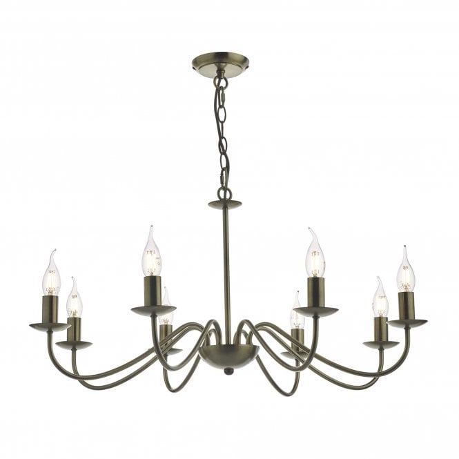 IRWIN 8 Light Pendant Dual Mount Chandelier Antique Brass