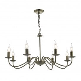 IRWIN 8 Light Pendant Dual Mount Chandelier Antique Brass