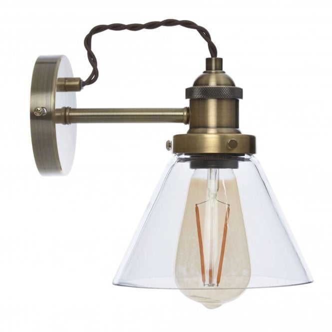ISAAC Wall Light in Antique Brass and Glass