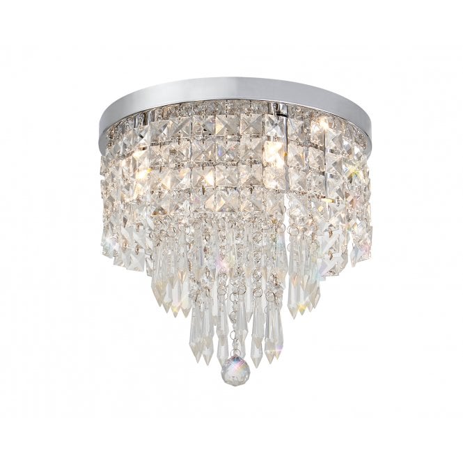 IZZIE 4 Light Crystal Bathroom Ceiling Light | Polished Chrome