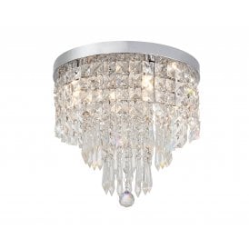 IZZIE 4 Light Crystal Bathroom Ceiling Light | Polished Chrome