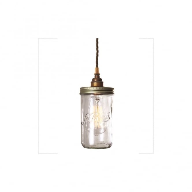 JAM JAR Pendant Light in Antique Brass