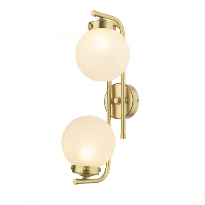 JAZZ Twin Wall Light in Butter Brass and Opal Glass
